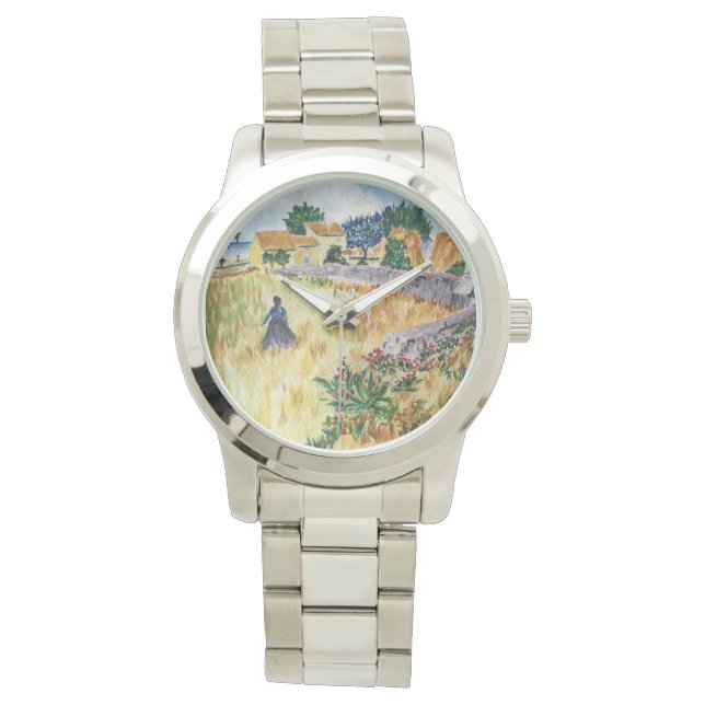 Provence Bauernhof Vincent Van Gogh Inspiriert Armbanduhr (Vorderseite)