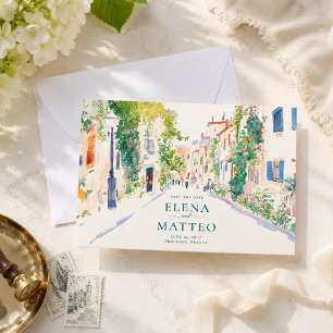 Provençe-Dorf-Aquarell Save-the-Date Save The Date