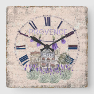 Provence France Lavender Blume Sommer Liebe Quadratische Wanduhr