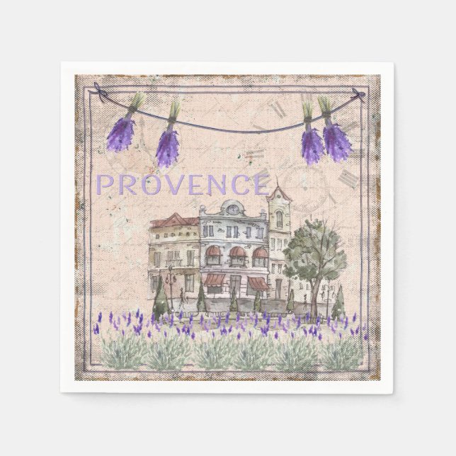 Provence France Lavender Blume Sommer Liebe Serviette (Vorderseite)