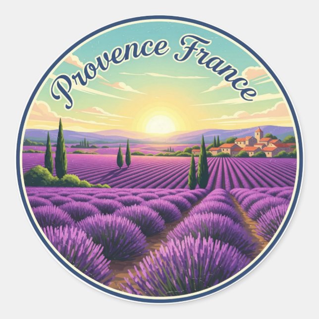 Provence France Lavender Fields Travel Runder Aufkleber (Vorderseite)