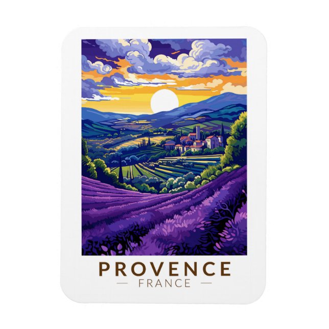 Provence France Lavender Travel Art Vintag Magnet (Vertikal)