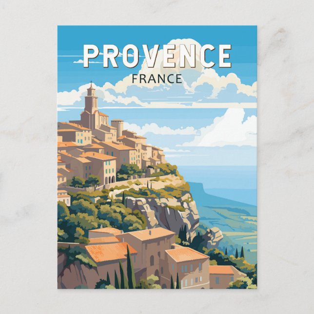 Provence France Travel Art Vintag Postkarte (Vorderseite)