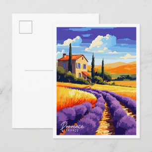 Provence France Vintage Reise Illustration Postkarte