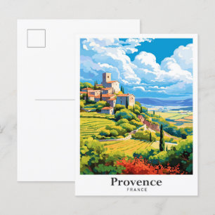 Provence Frankreich Kunst Vintage Reise Illustrati Postkarte