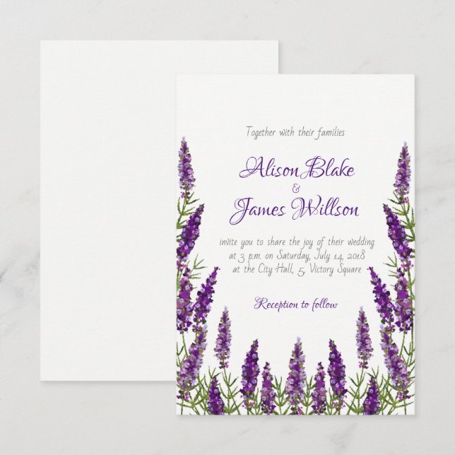 Provence lavander violet Hochzeit Einladung (Vorne/Hinten)