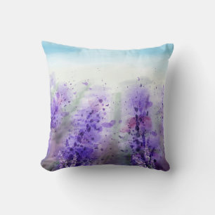 Provence Lavendel: Vintages Wasserfarbfeld Kissen
