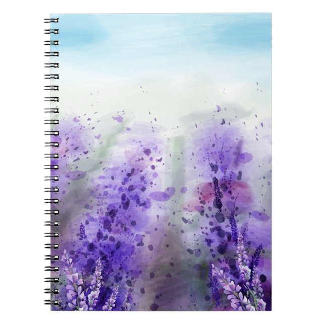 Provence Lavendel: Vintages Wasserfarbfeld Notizblock (Vorderseite)