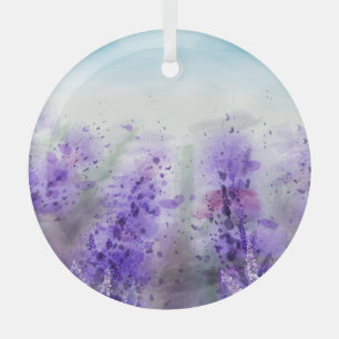 Provence Lavendel: Vintages Wasserfarbfeld Ornament Aus Glas