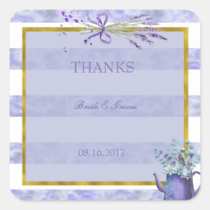 Provence Lavender Lila Blume Hochzeit Dank Quadratischer Aufkleber