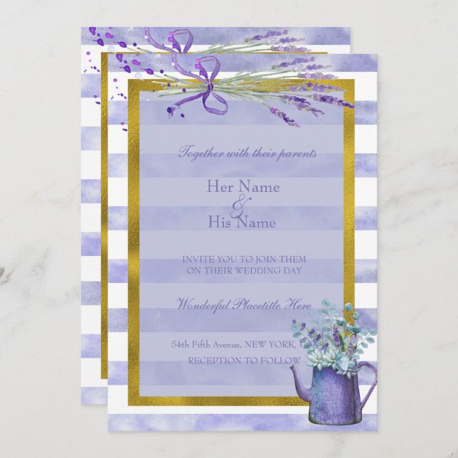 Provence Lavender Lila Blume Hochzeit Einladung (Vorne/Hinten)