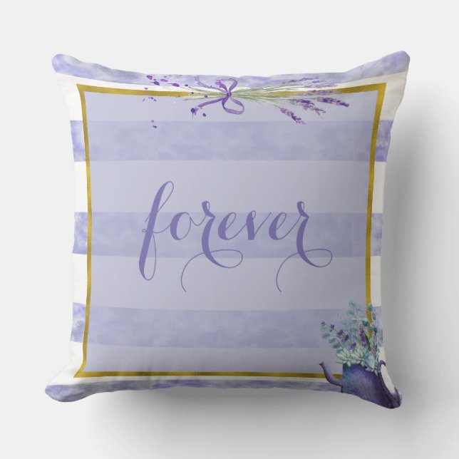 Provence Lavender Lila Blume Hochzeit für immer Kissen (Vorderseite)