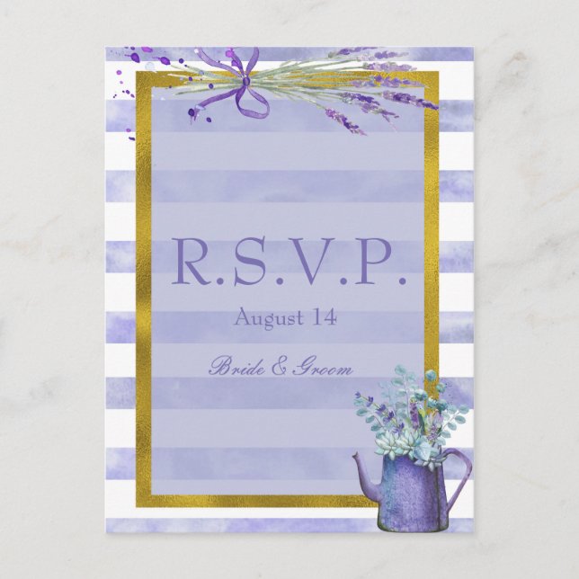 Provence Lavender Lila Blume Hochzeit RSVP Einladungspostkarte (Vorderseite)