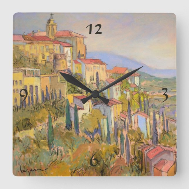 Provence-Rückzug-Wanduhr Quadratische Wanduhr (Vorderseite)
