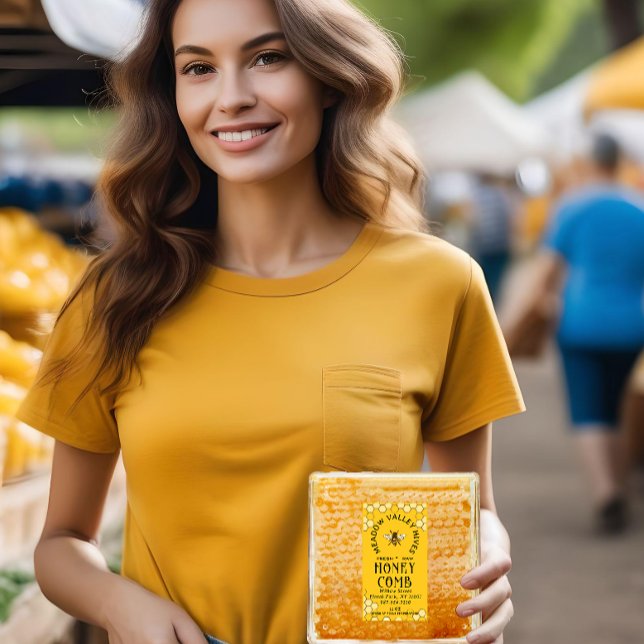 Provence Yellow HONEYCOMB Label Honeycomb & Bee Adressaufkleber (Von Creator hochgeladen)