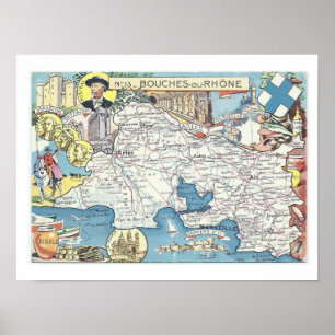 Provenz Frankreich Vintage-Karte Druck Poster