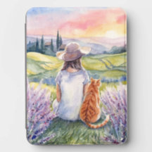 Provenzalische Lavendelfeld Mädchen & Orange Tabby