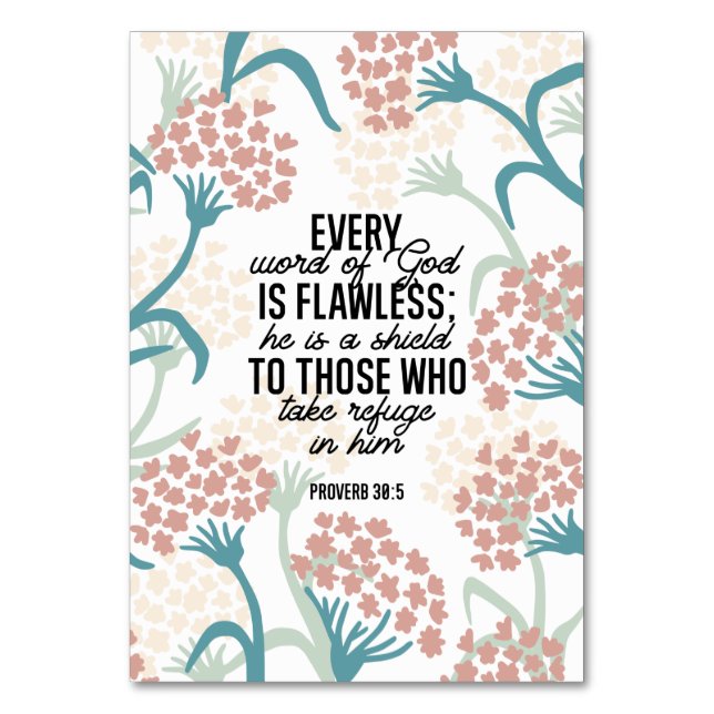 Proverb 30:5 Bibelverse-Tafel Tischnummer (Vorderseite)