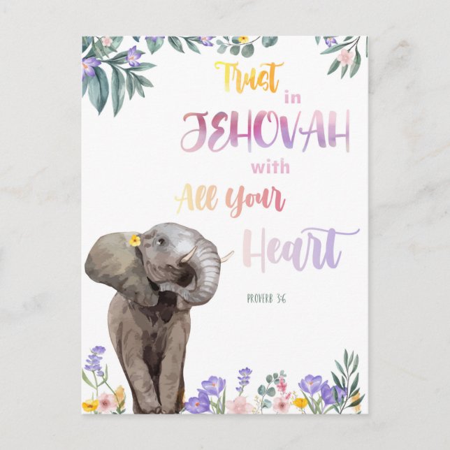 Proverb 3:6 Vertrauen Sie Jehovah mit Ihrem ganzen Postkarte (Vorderseite)