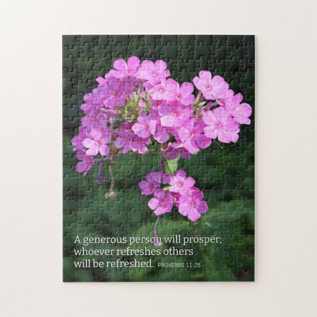 Proverbs 11:25 Pink Phlox Christian Puzzle (Vertikal)