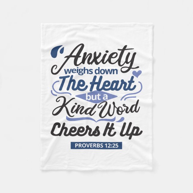 Proverbs 12:25 Bible Verse – Kind Word Art Fleecedecke (Vorderseite)