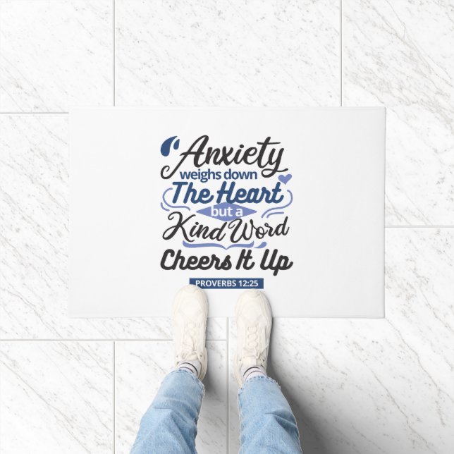 Proverbs 12:25 Bible Verse – Kind Word Art Fußmatte (Indoor)