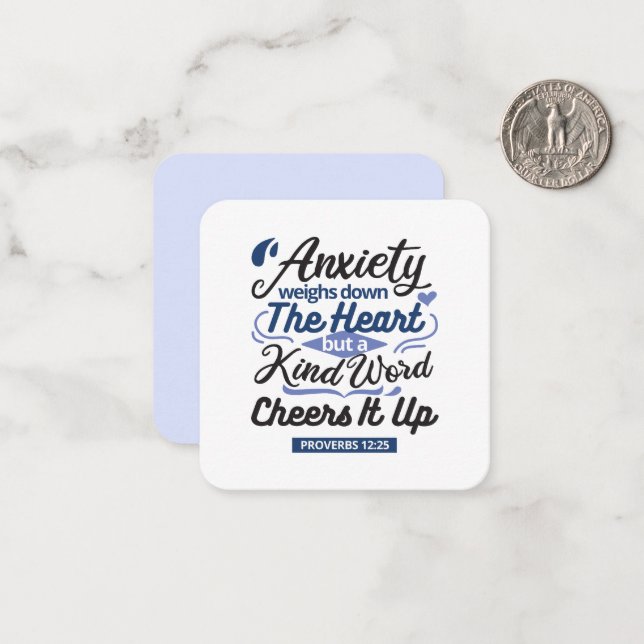 Proverbs 12:25 Bible Verse – Kind Word Art Mitteilungskarte (Vorderseite/Rückseite Beispiel)