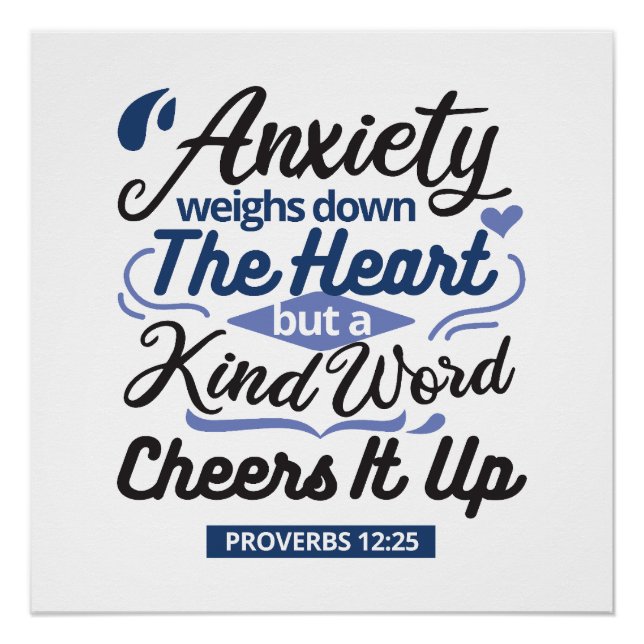 Proverbs 12:25 Bible Verse – Kind Word Art Poster (Vorderseite)