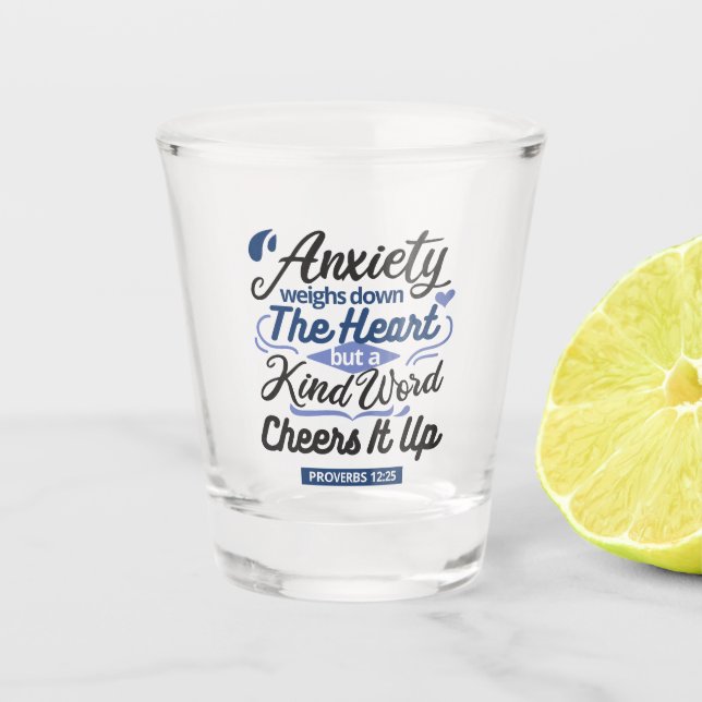 Proverbs 12:25 Bible Verse – Kind Word Art Schnapsglas (Vorderseite)