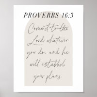 Proverbs 16:3 Minimal Boho Beige Arch Script