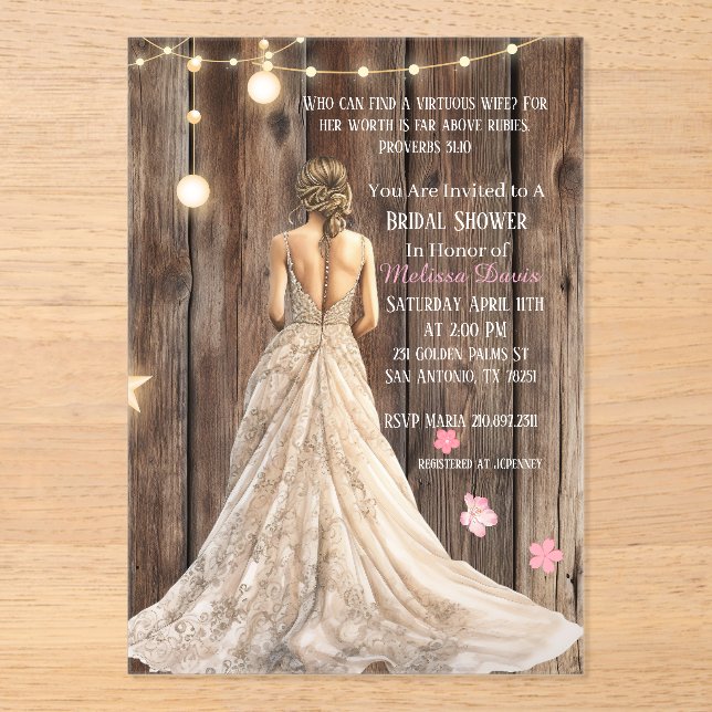 Proverbs 31:10 Bridal Shower Invitation Acryleinladungen (Vorderseite)