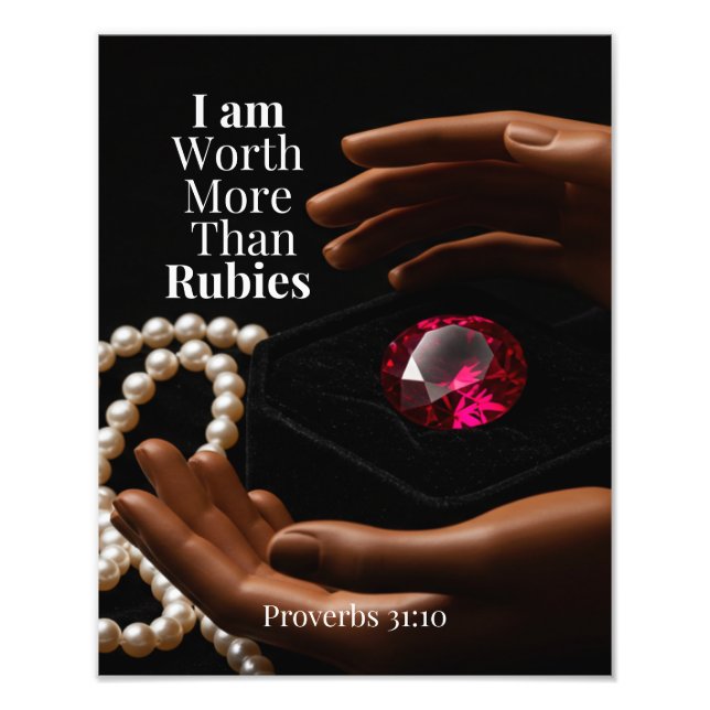 Proverbs 31:10 "Worth Far More Than Rubies" Canvas Fotodruck (Vorne)
