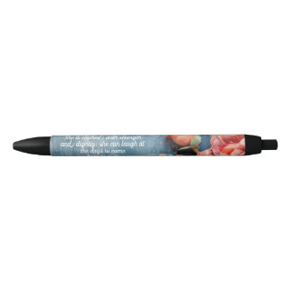 Proverbs 31:25 Pen Inspiring Bible Verse Floral Kugelschreiber