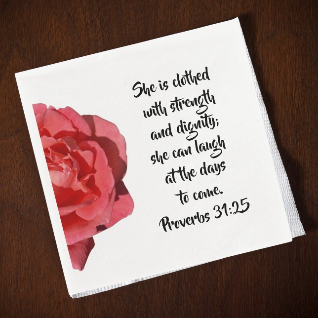 Proverbs 31:25 Red Rose Christian Woman Serviette (Von Creator hochgeladen)