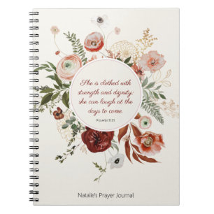 Proverbs 31:25 Rosa-Blütenrosa-Gebetsblatt Notizblock