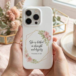Proverbs 31:25 Strength and Dignity Floral  iPhone 15 Pro Hülle