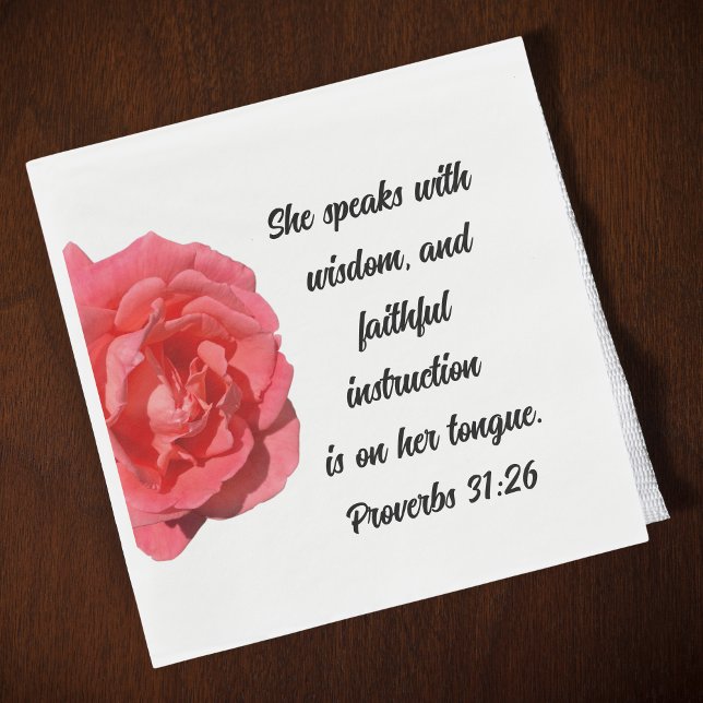 Proverbs 31:26 Rose für Christliche Lehrkräfte im  Serviette (Von Creator hochgeladen)