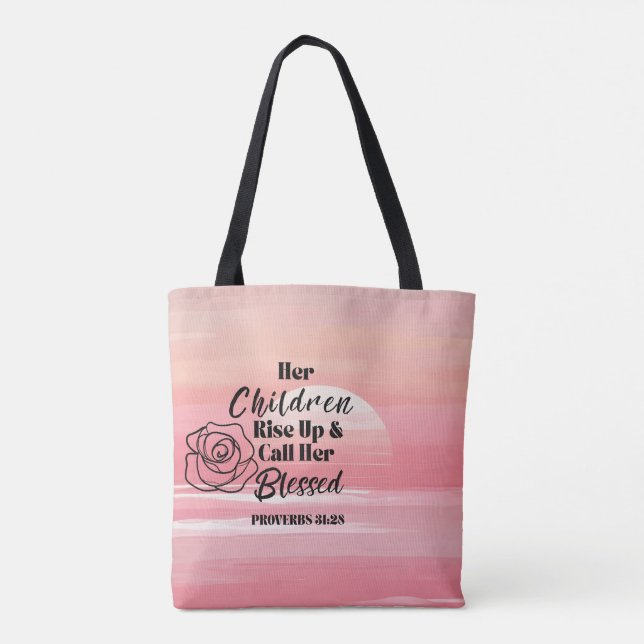 Proverbs 31:28 "Mutter" Tote Bag - Rose Design (Rückseite)