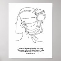 Proverbs 31:30 Womans Face Line Art Sketch Black a