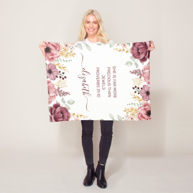 Proverbs 31 Elegante pastellrosa Blume Fleecedecke (Beispiel)