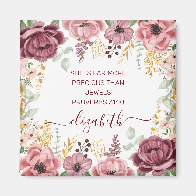 Proverbs 31 Elegante pastellrosa Blume Magnet (Vorne)
