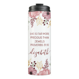 Proverbs 31 Elegante pastellrosa Blume Thermosbecher