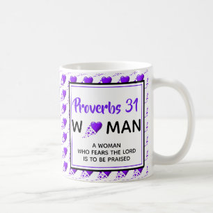 PROVERBS 31 FRAU Lila Heart Christlich Kaffeetasse