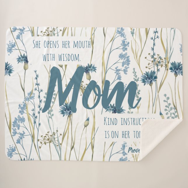 Proverbs 31 Mama Blue & Gold Blume Sherpadecke (Vorderseite (Horizontal))