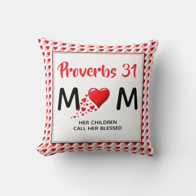 PROVERBS 31 MAMAS Rotes Herz Christlich Muttertag Kissen (Vorderseite)