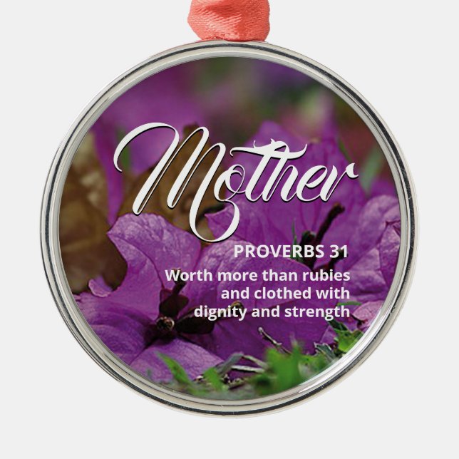 PROVERBS 31 MUTTER | Modernes, florales Christlich Ornament Aus Metall (Vorne)