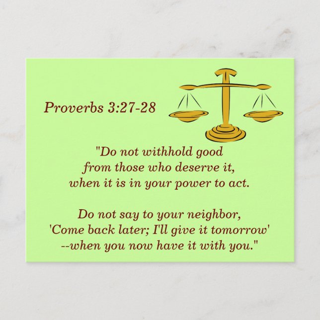 Proverbs 3:27-28 Bible Verse Memory Card Postkarte (Vorderseite)