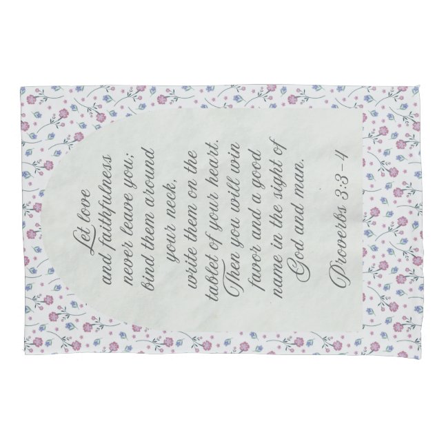 Proverbs 3:3–4 Floral Scripture  Kissenbezug (Vorderseite)