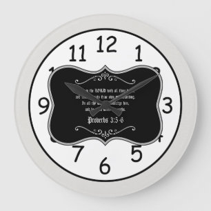Proverbs 3:5-6 Bible Verse Custom Christian Gift Große Wanduhr
