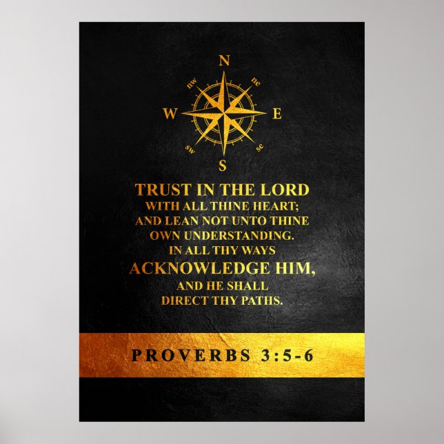 Proverbs 3:5-6 Bible Verse Poster (Vorne)